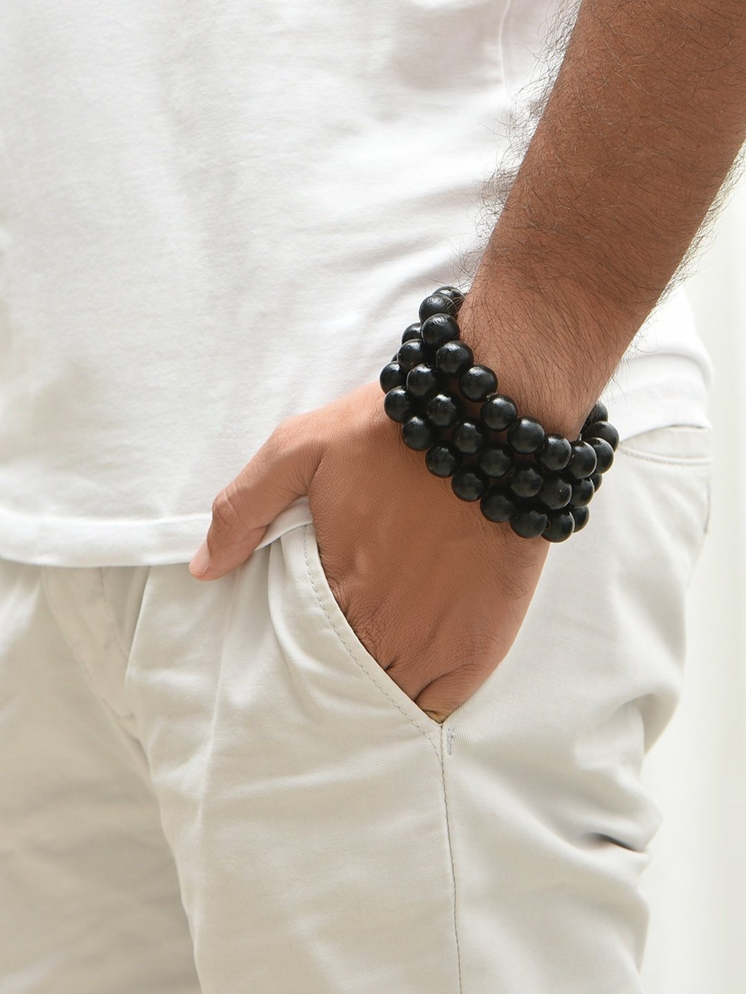 The Bro Code Glamorous Black Flexible fit Bracelet for Men - Set of 3