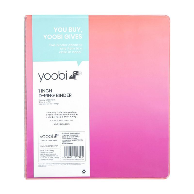 1" Ring Binder Pink Ombre  - Yoobi™