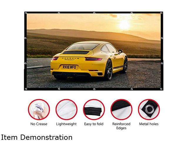16:9 Portable Foldable Projector Screen HD Home Theater Outdoor Camping 3D Movie 120
