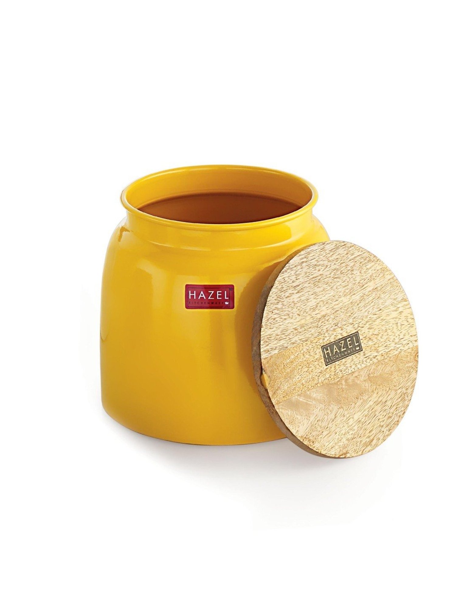 HAZEL Yellow & White Galvanized metal Storage Container with Lid - Set of 2