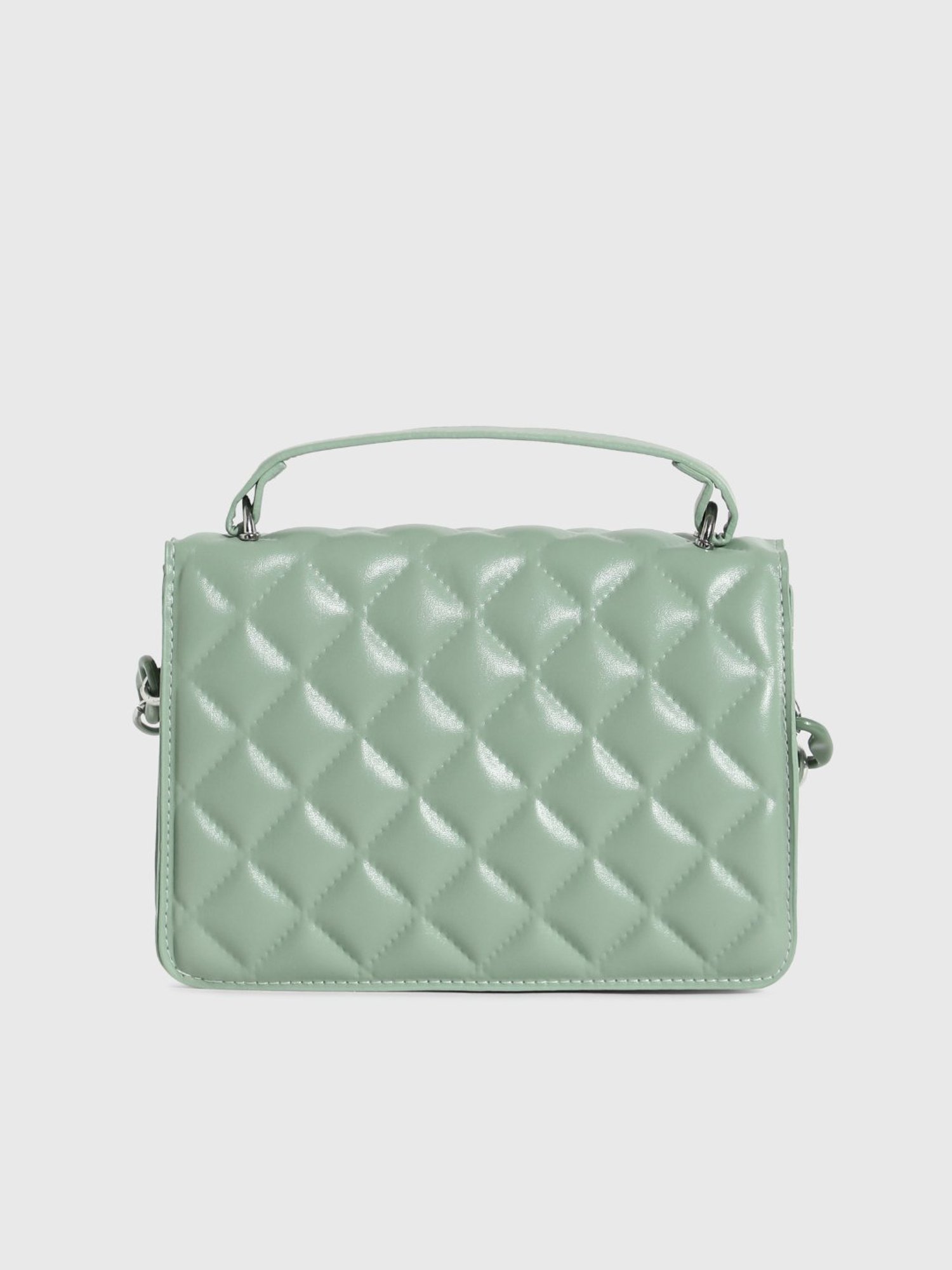 HauteSauce Mint Green Quilted Sequin Medium Leather Handheld Handbag