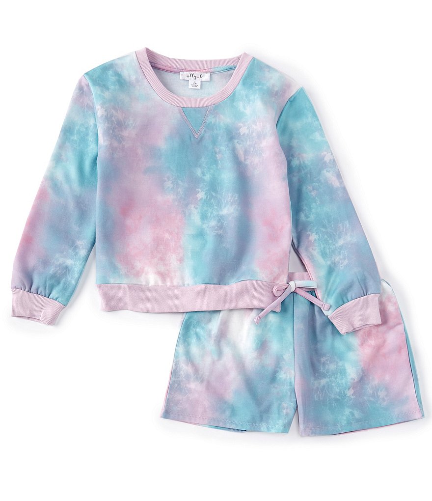 Ally B Big Girls 7-16 Tie-Dye Sweatshirt & Shorts Matching Set