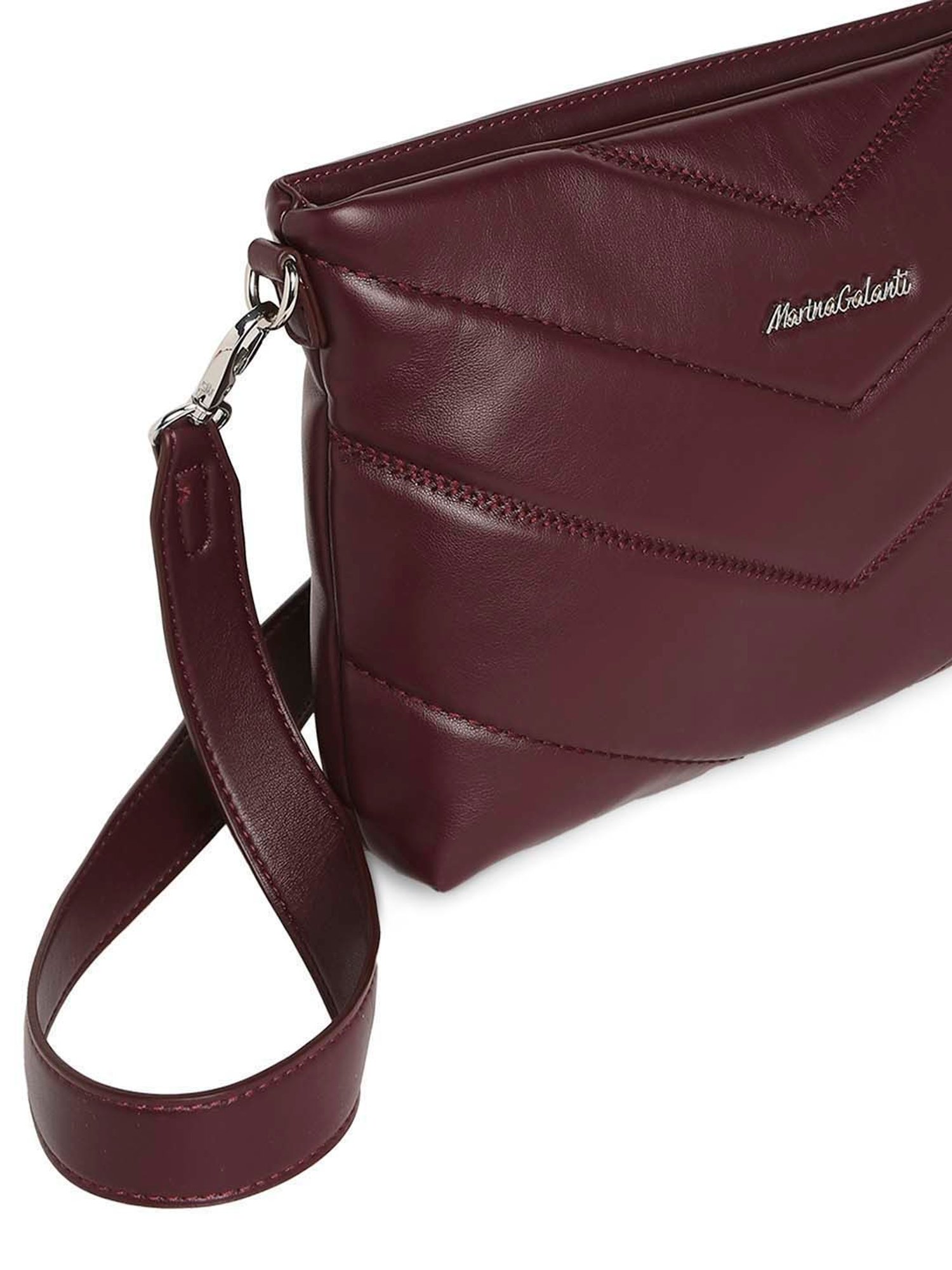 Marina Galanti Maroon Quilted Medium Sling Handbag
