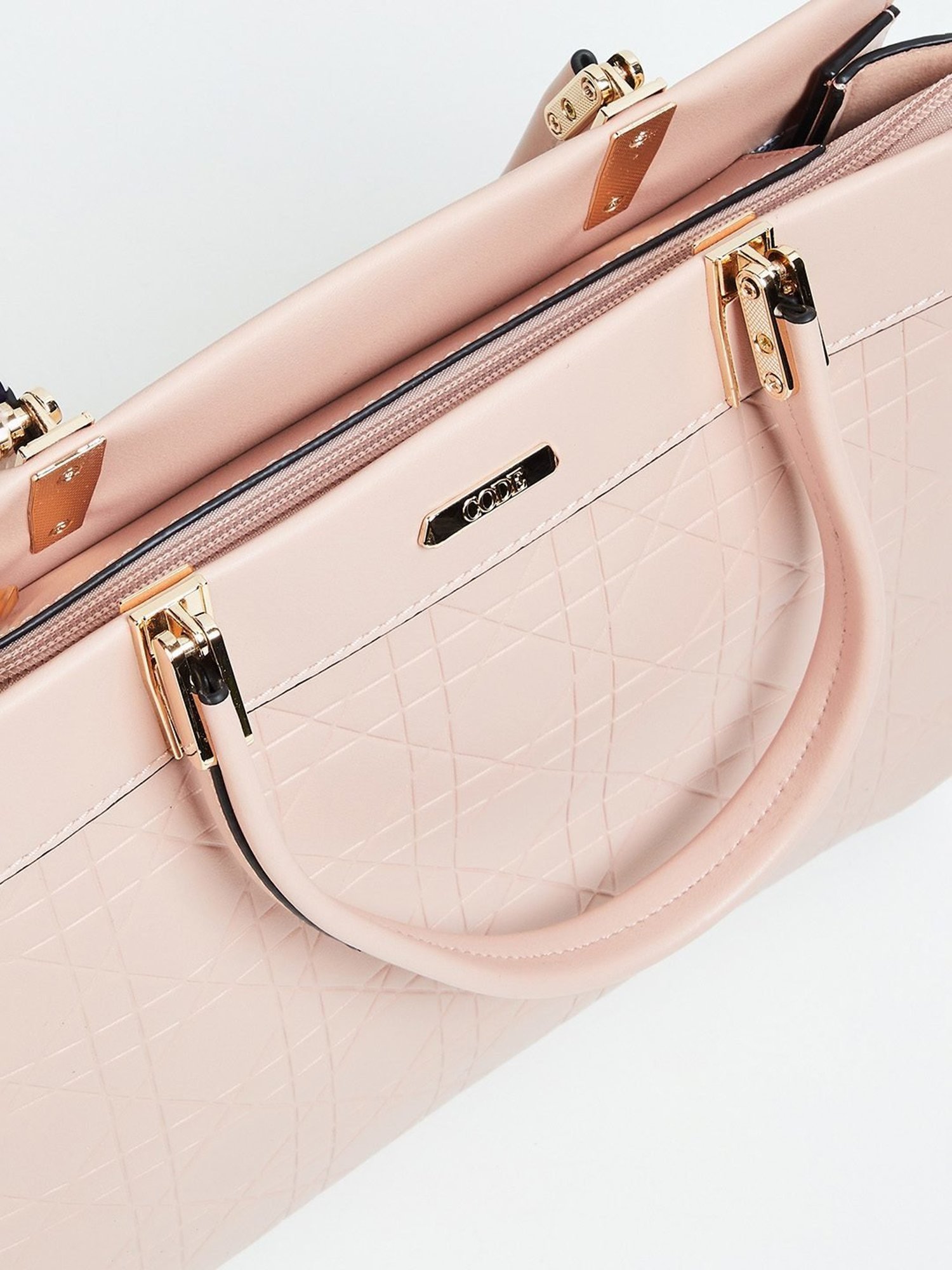 Code by Lifestyle Pink Textured Handbag
