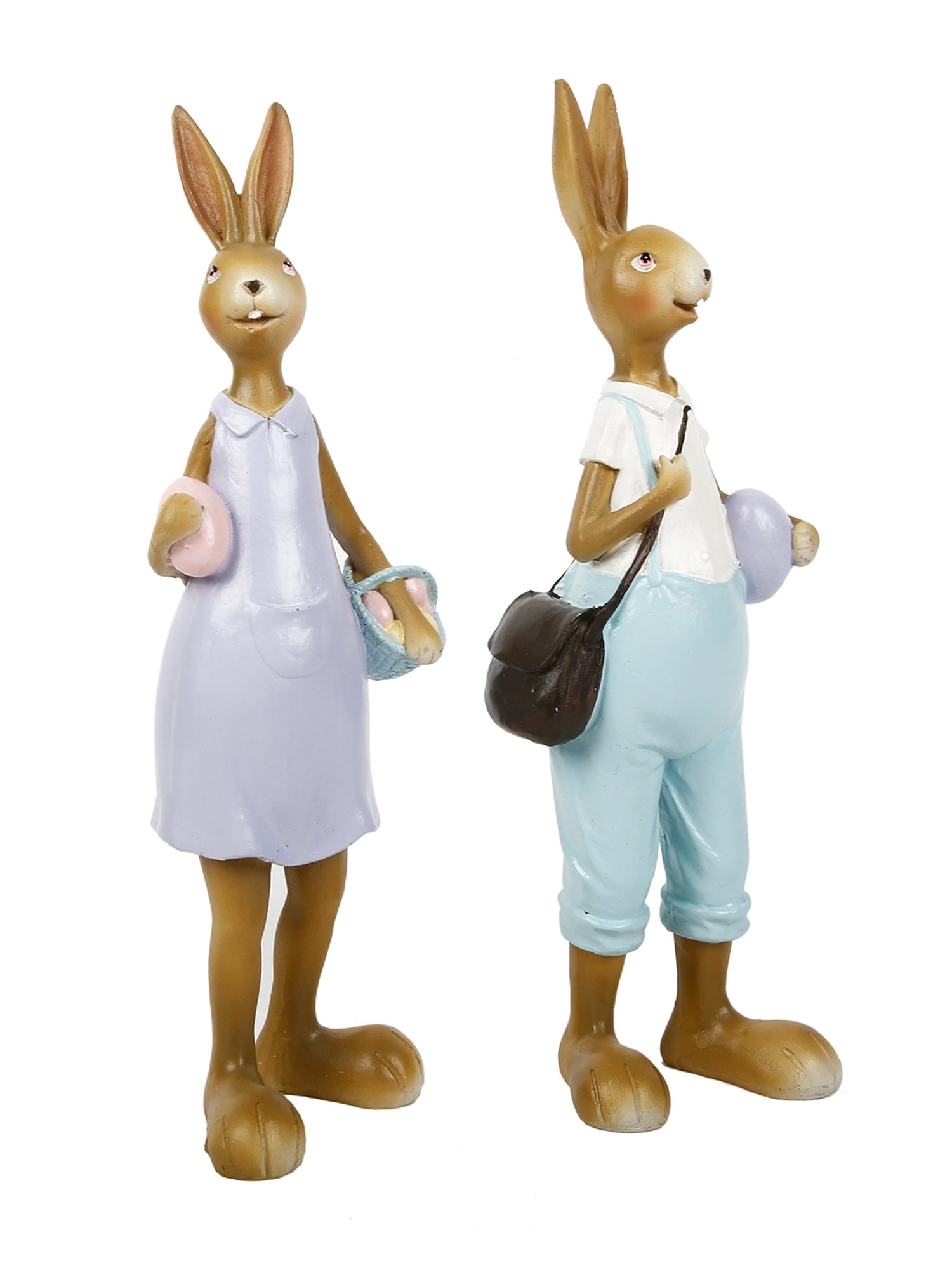 Tayhaa Blue & Brown Polyresin Colourful Bunny Showpieces - Set of 2