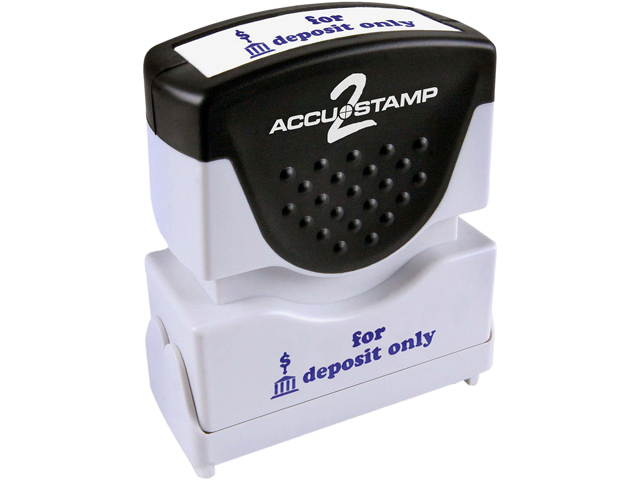 Accustamp2 035601 1 5/8 x 1/2 Blue for Deposit Only Accustamp2 Shutter Stamp with Microban