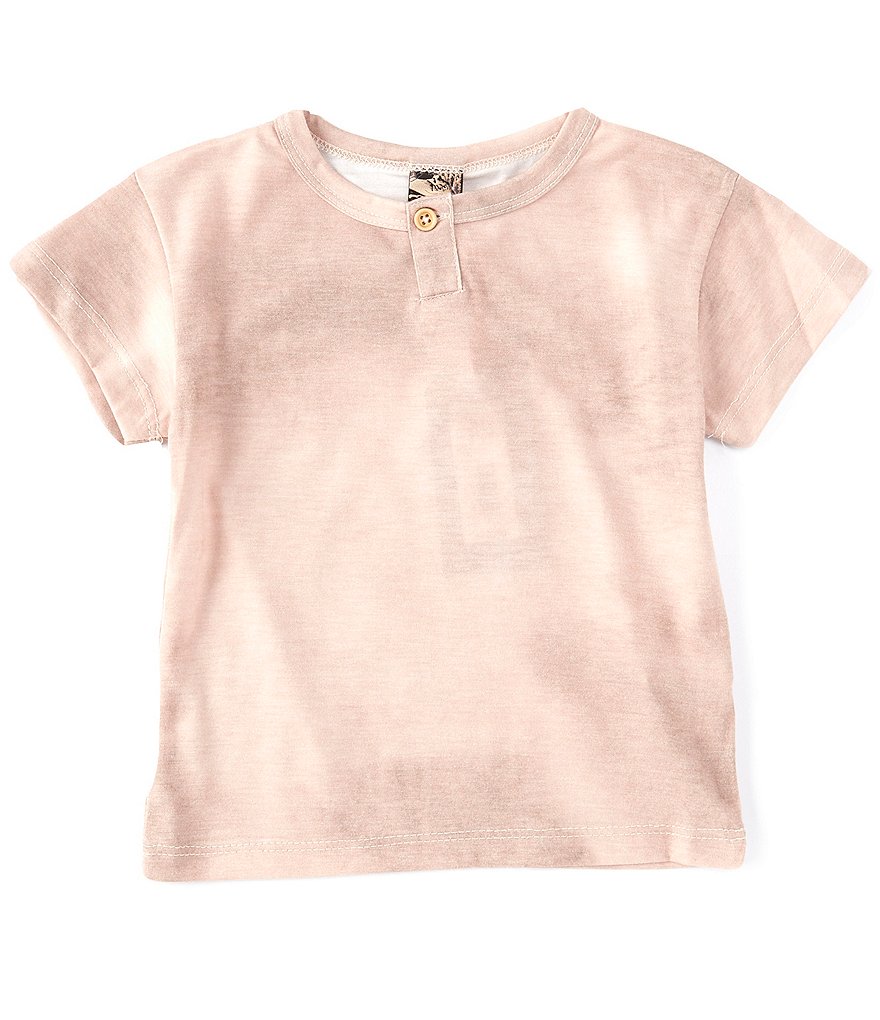 First Wave Baby Boys 12-24 Months Tie-Dye Knit Henley Short Sleeve Tee