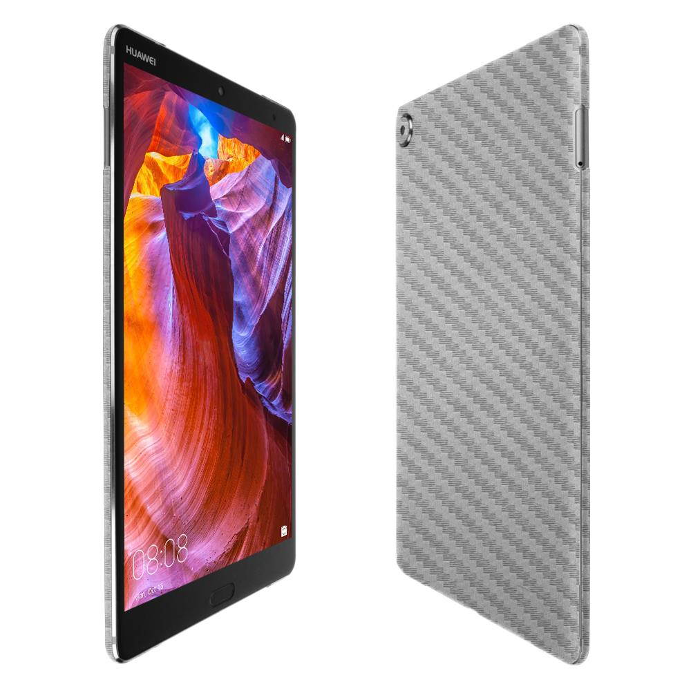 Skinomi TechSkin - Huawei MediaPad M5 8.4 Screen Protector + Silver Carbon Fiber Full Body Skin / Front & Back Wrap Clear Film / Ultra HD and Anti-Bubble Shield