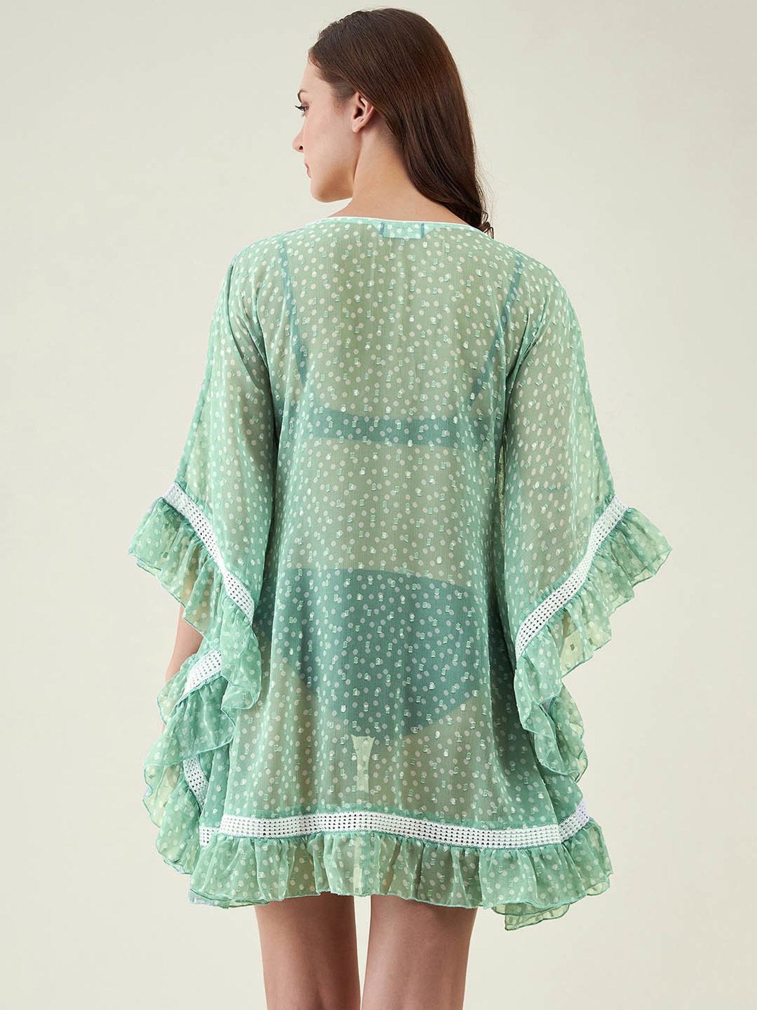 The Kaftan Company Green Printed Kaftan Cover Up