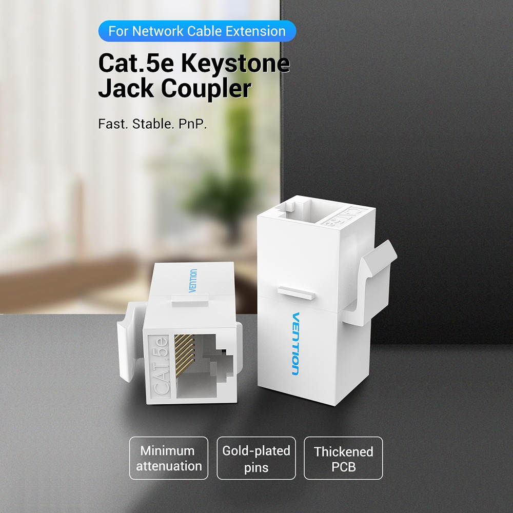 Vention VDD-B11-W RJ45 Connector Cat.5e UTP Keystone Jack Coupler for Network Cable Extension White 10 Pieces