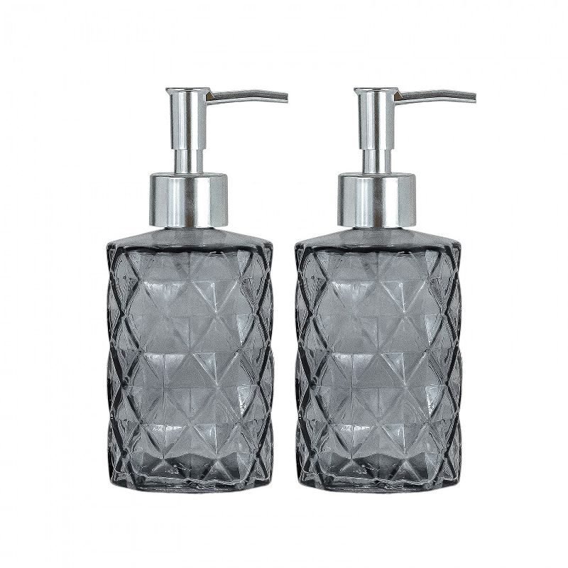 Amici Home Diamond Soap Pump Gray, Set of 2, 12oz