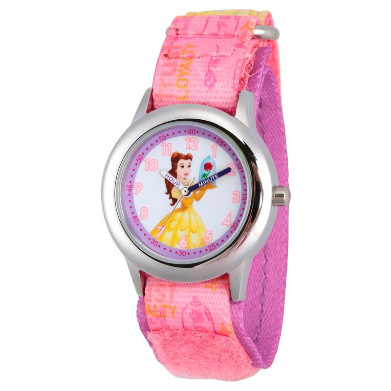 Girls' Disney Princess Belle Stainless Steel Time Teacher Watch - Pink