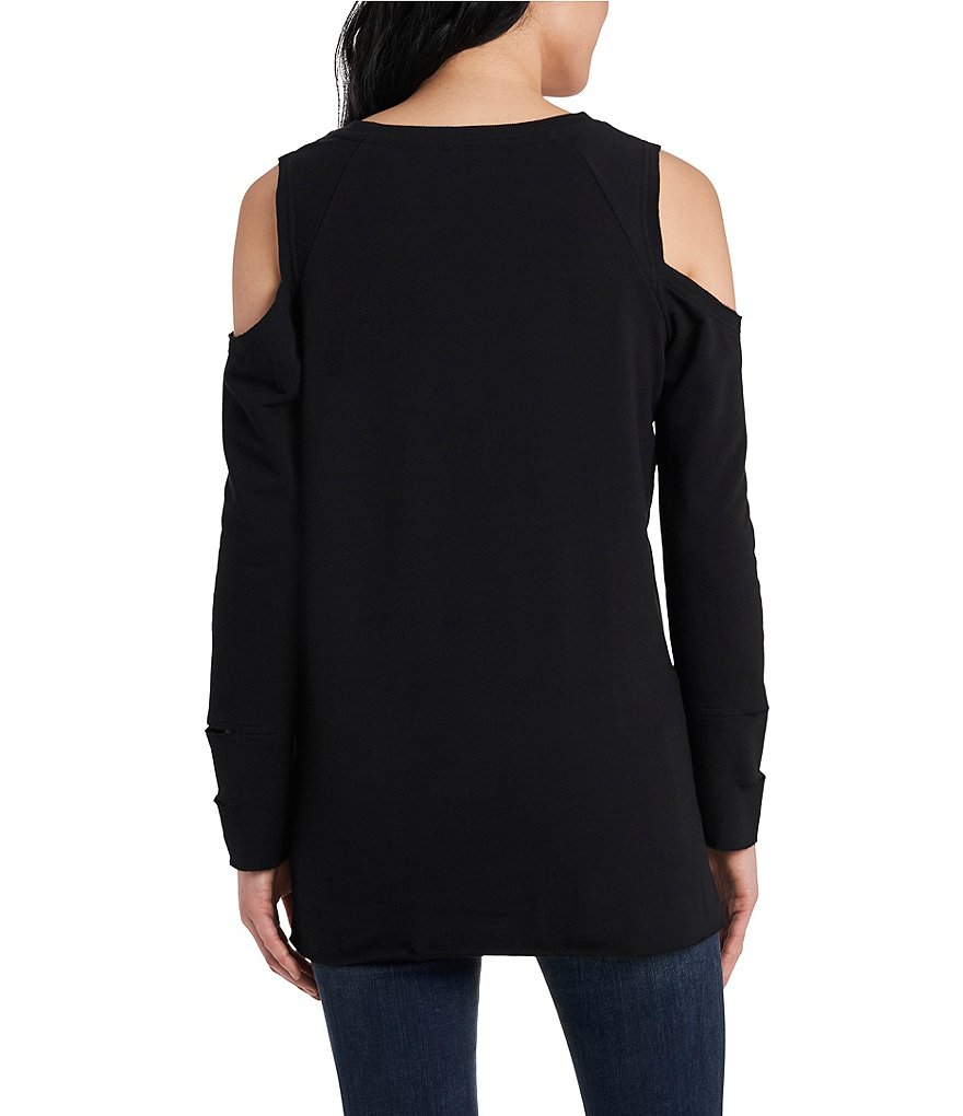 Vince Camuto Long Sleeve French Terry Cold Shoulder Pullover