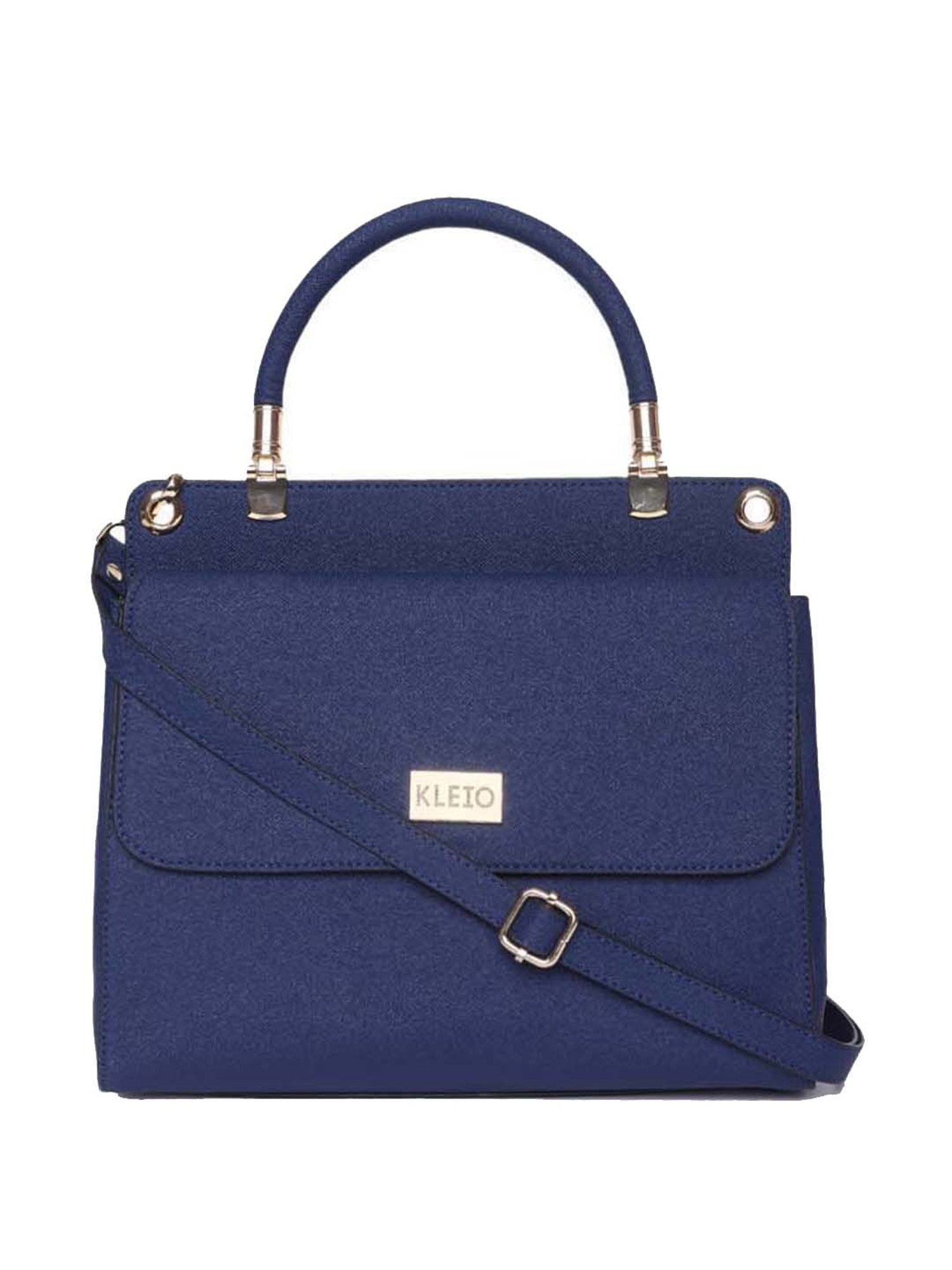 KLEIO Blue Solid Medium Satchel Handbag
