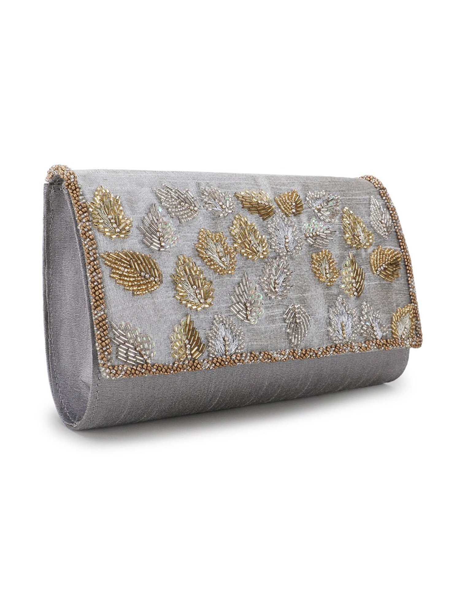 Spice Art Silver Embroidered Medium Clutch