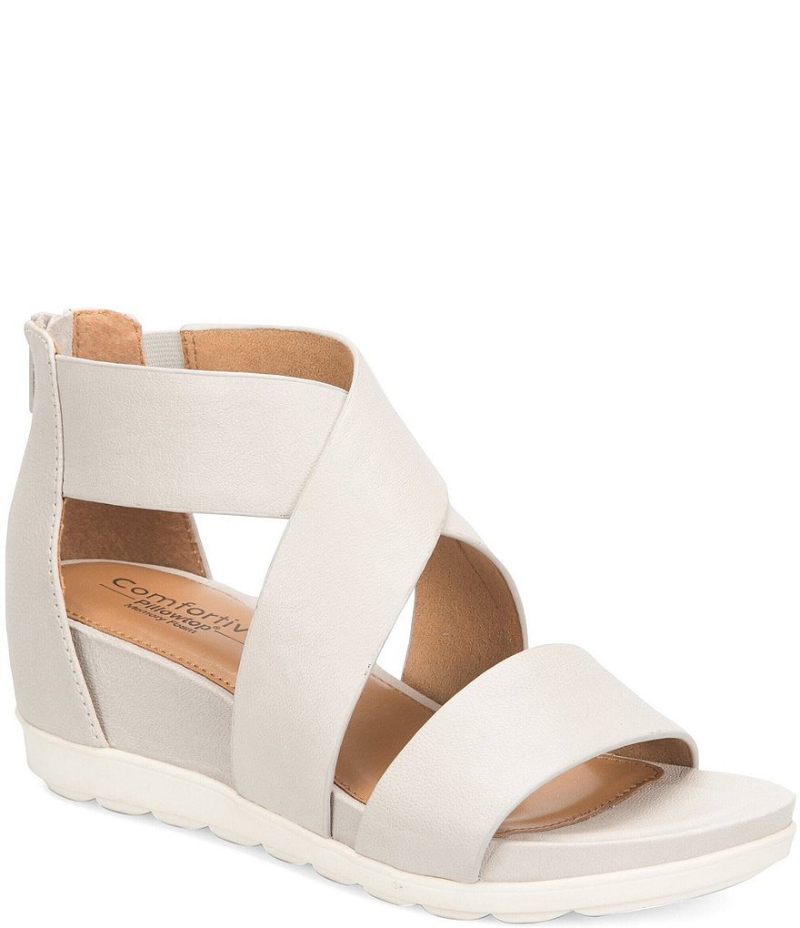 Comfortiva Pacifica Leather Criss-Cross Strap Sporty Wedge Sandals