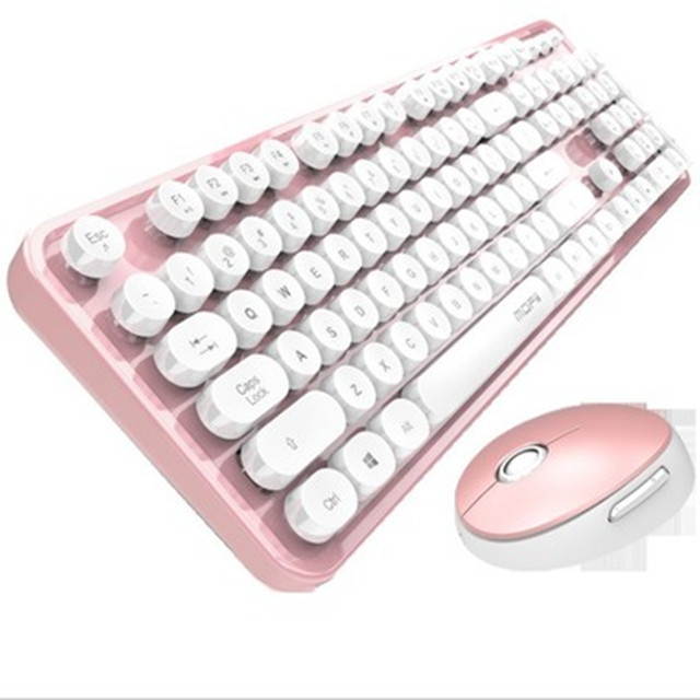 2.4G Wireless Keyboard Set Mixed Candy Color Roud Keycap Keyboard and Mouse  for Laptop Notebook PC Girls Gift