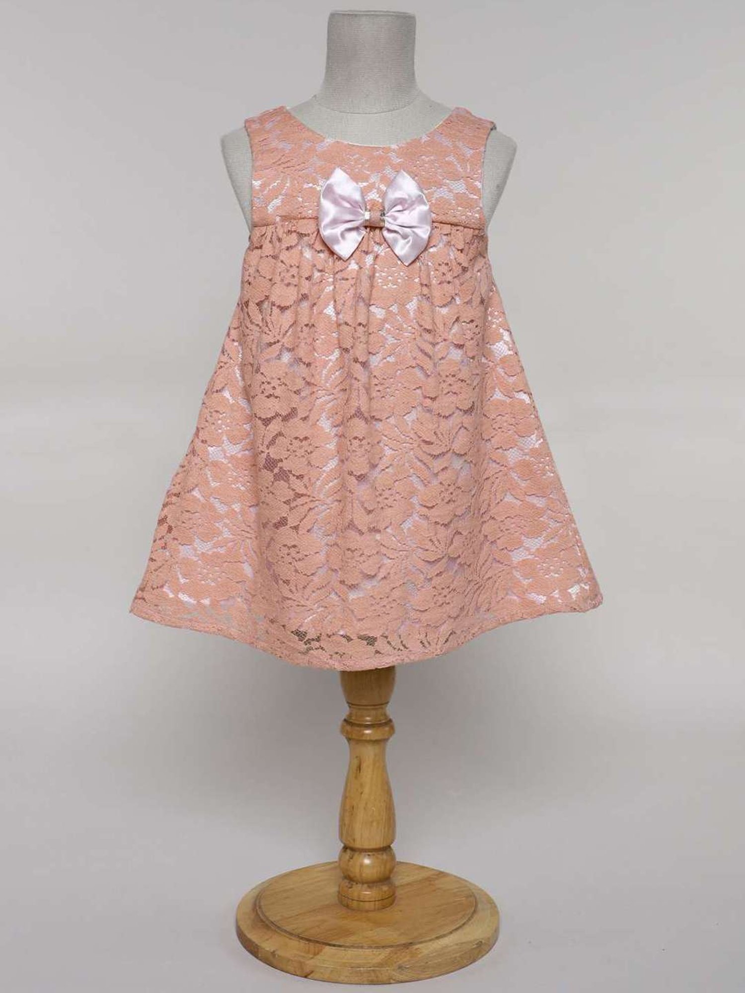Many Frocks Kids Peach Embellished Dress