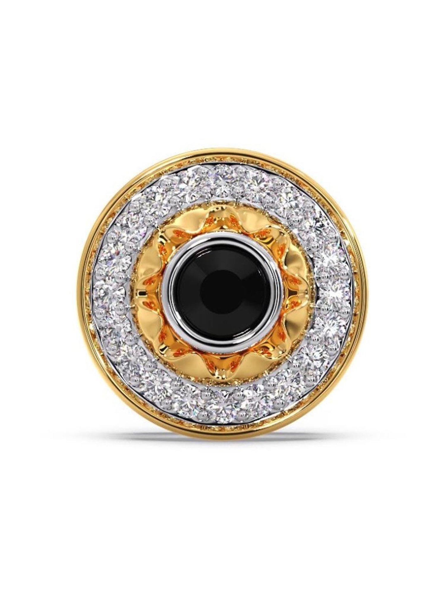 Candere by Kalyan Jewellers 18k Gold Diamond Single Ear Stud Earring Black Onyx Collection for Men