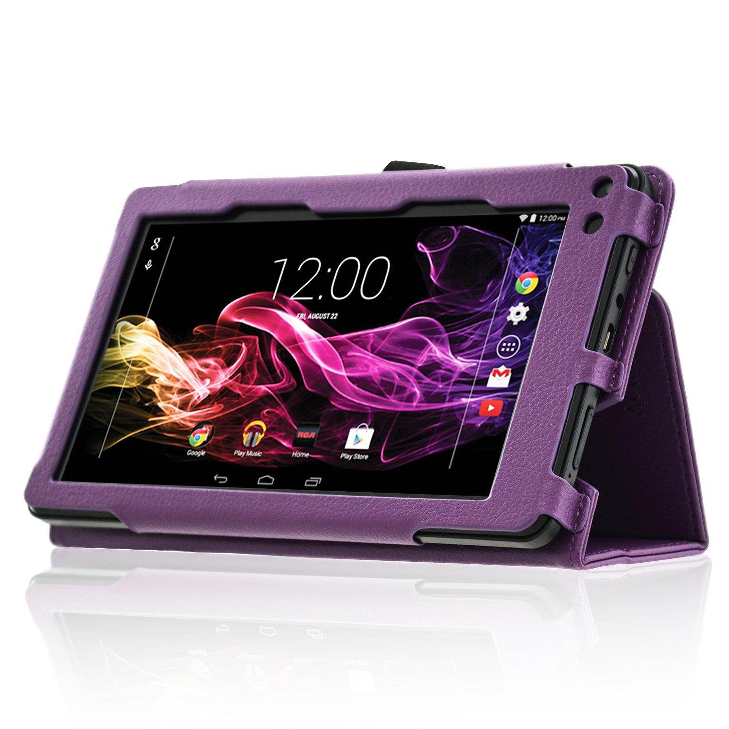 ACdream RCA Voyager 7 Case, Folio Premium PU Leather Cover Case for RCA Voyager (2016, 2017) / RCA Voyager II/RCA Voyager III RCA/RCA Voyager Pro 7" Android Tablet, Dark Purple
