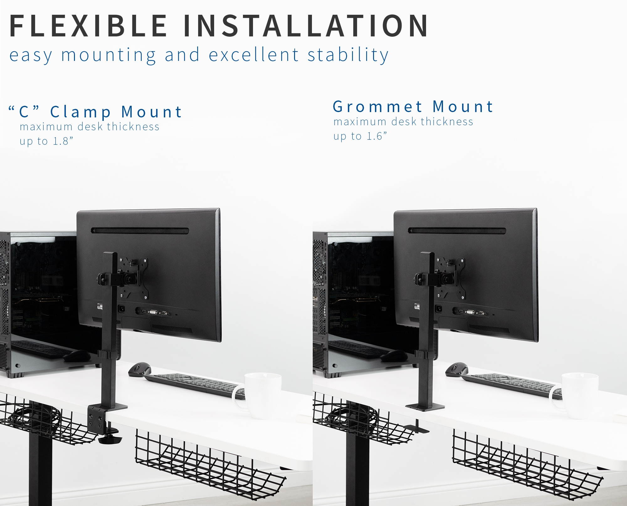 VIVO Single Monitor Fully Adjustable Desk Mount Stand for 1 LED/LCD Screen up to 32" (STAND-V101E)