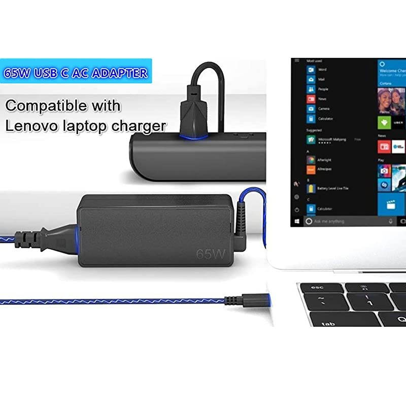 C AC Charger for Lenovo ThinkPad X1 Tablet T480 T480S T580 T580s T570 E580 E585 E480 L380 L480 L580 Yoga 370 730 73013IKB X270 X280 X380 65W Type C Power Supply Adapterr Cord