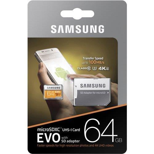 Samsung 64GB MicroSD XC Class 10 Grade 3 UHS-3 Mobile Memory Card for Samsung Galaxy S7 & S7 Edge S8 & S8 Plus & SD Memory Card Reader