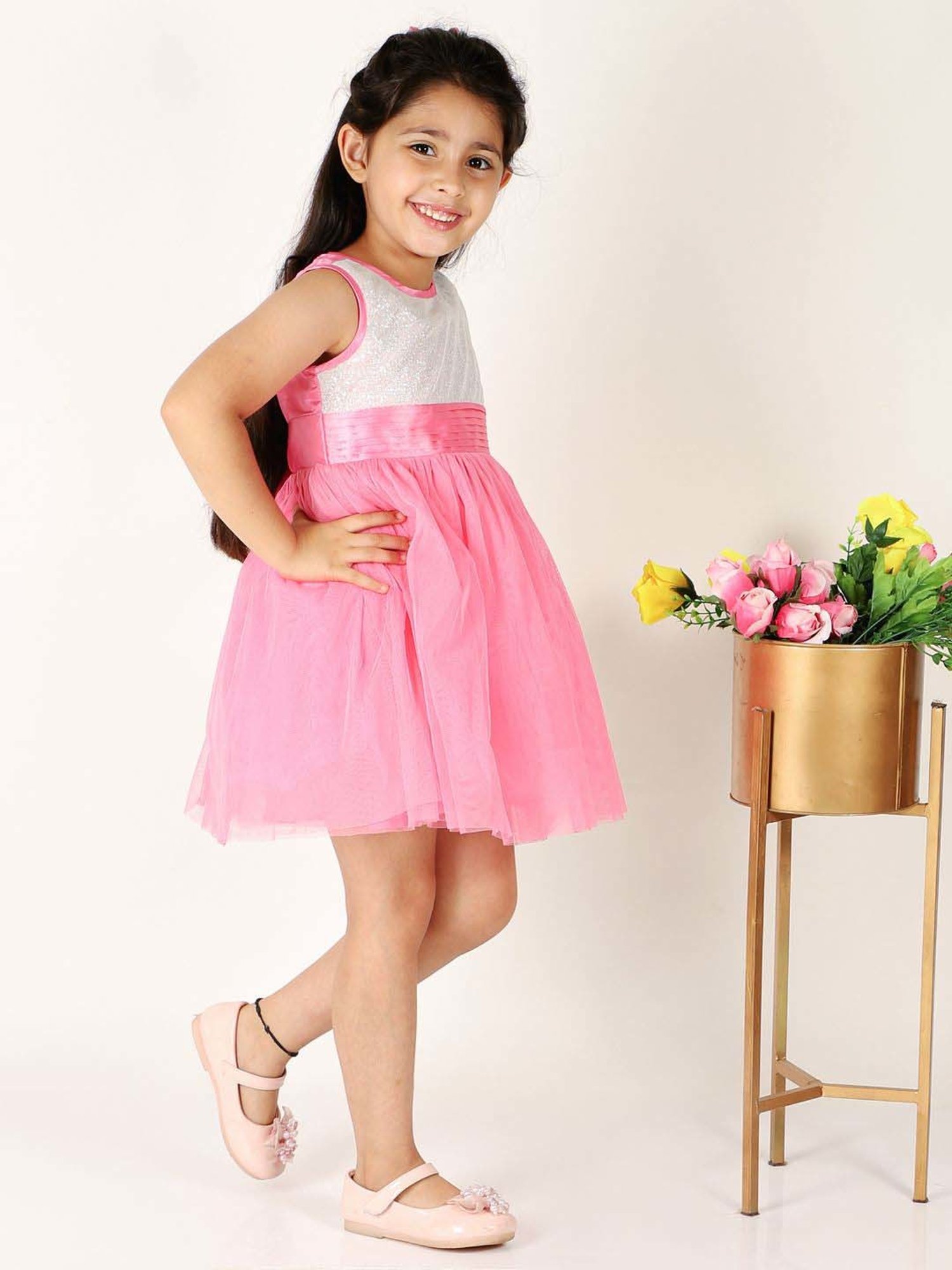 KidsDew White & Pink Embellished Dress