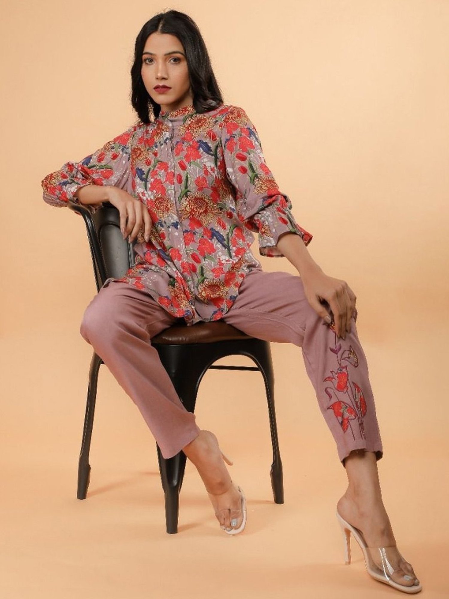 Autumnlane Urfi Purple Tunic with Pant Co-ord Set