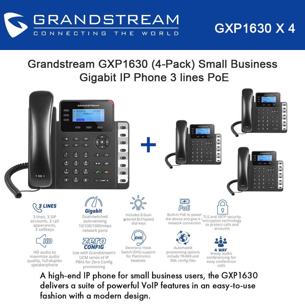 Grandstream GXP1630 Bundle of 4 Gigabit IP Phone 3 lines 3 XML LCD HD audio PoE