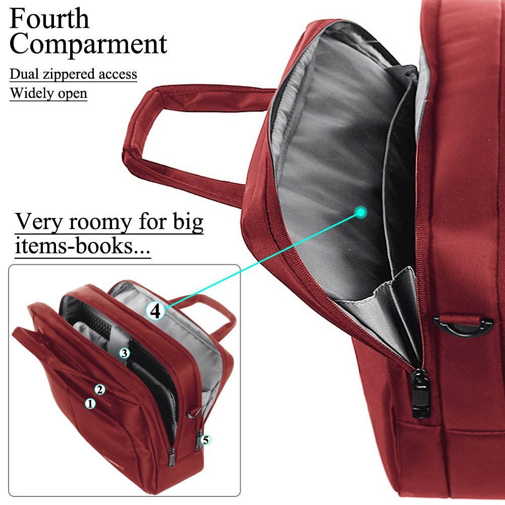 BRINCH(TM) Laptop Bag , 15.6 inch Nylon Waterproof Roomy Stylish Laptop Shoulder Messenger Bag Handle Bag Tablet Briefcase For 15-15.6 Inch Laptop/Tablet/Macbook/Notebook,Red