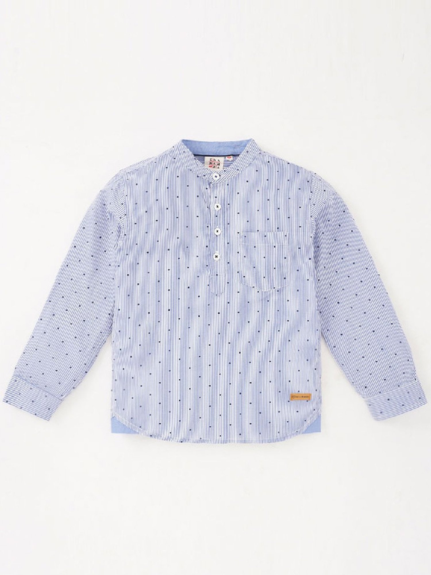 Ed-a-Mamma Kids Blue Cotton Striped Full Sleeves Shirt