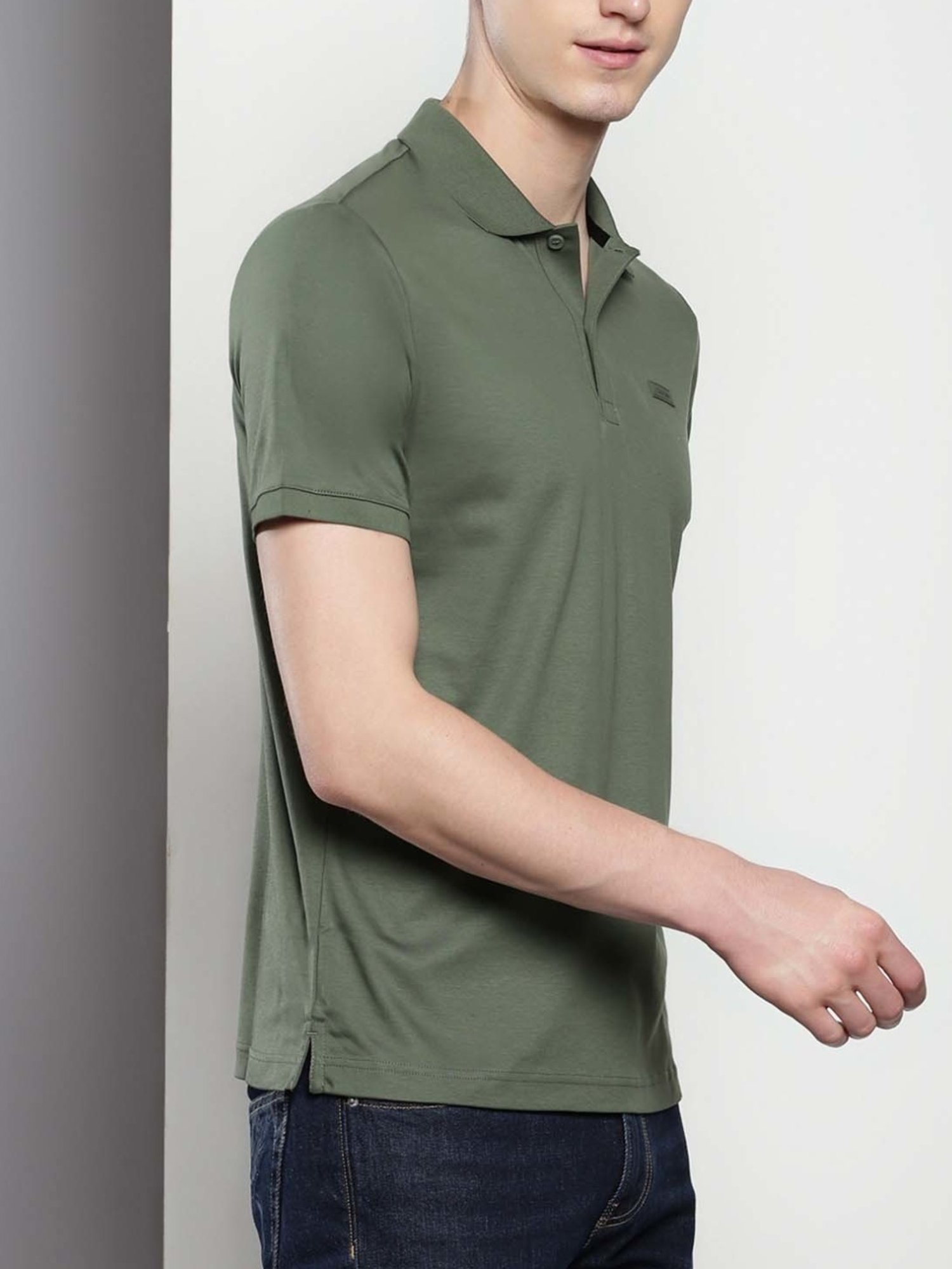 Calvin Klein Thyme Cotton Slim Fit Polo T-Shirt