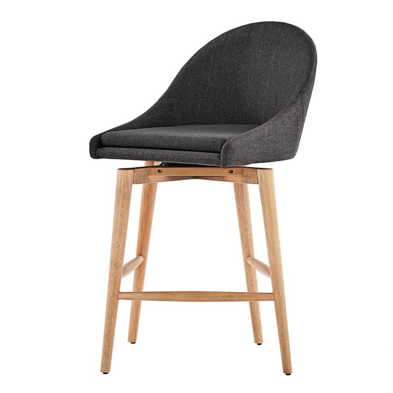Set of 2 24" Conrad Natural Danish Modern Swivel Counter Height Barstools Charcoal - Inspire Q