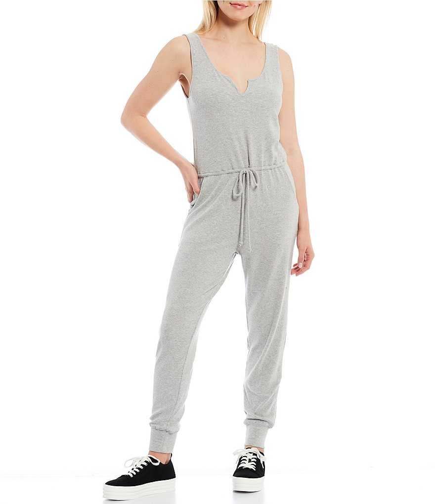 NIA Ribbed Split Scoop Neck Sleeveless Hacci Jumpsuit