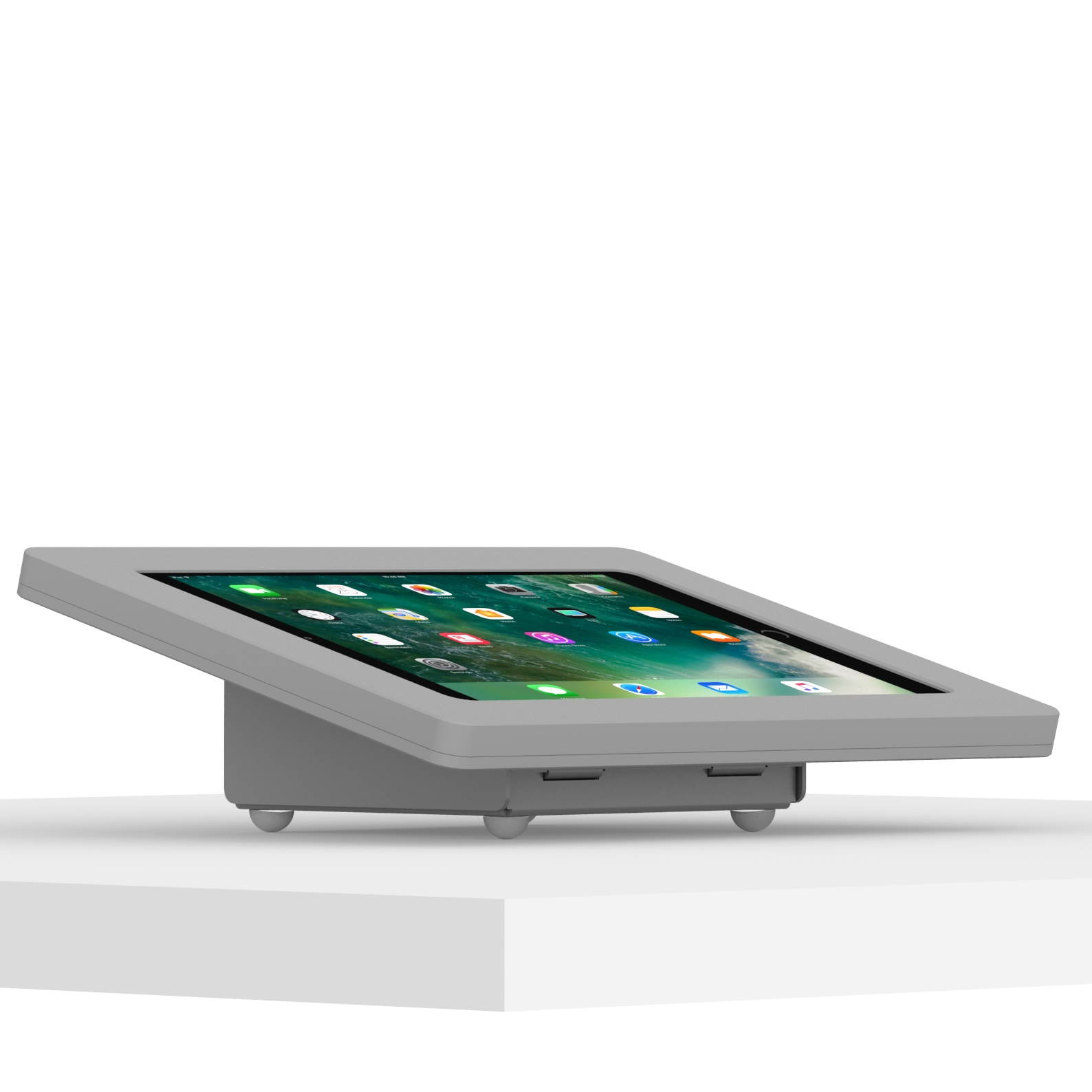 VidaMount Light Grey Enclosure and Fixed Tilted 15&deg; Desk / Surface Mount [Bundle] compatible with iPad Pro 10.5" & Air 3rd Gen