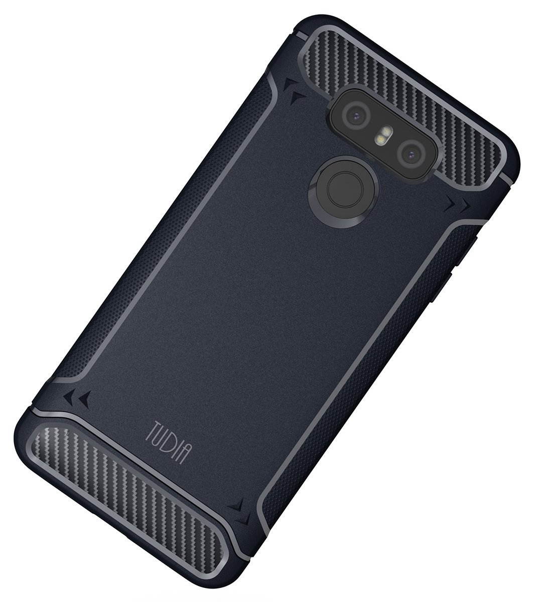 TUDIA Carbon Fiber Design Lightweight [TAMM] TPU Bumper Shock Absorption Case for LG G6 (Black)