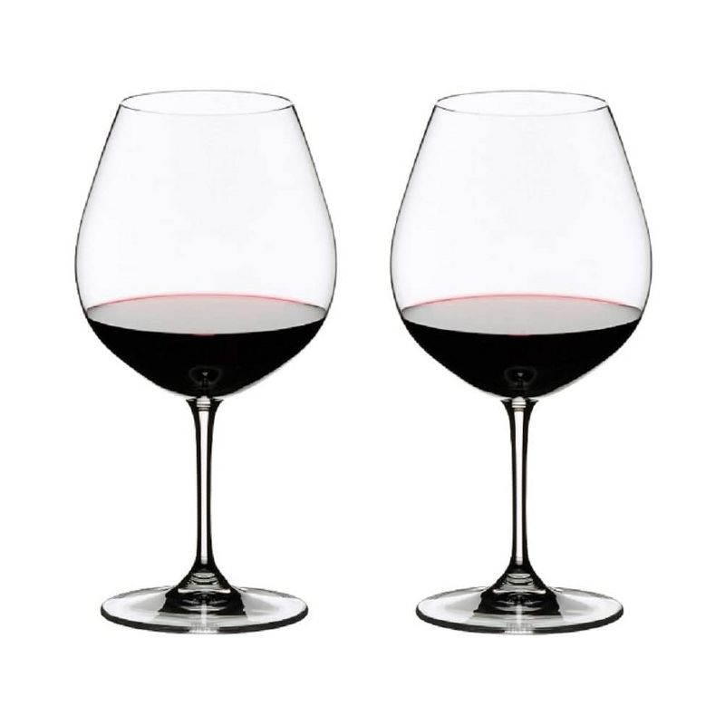 Riedel 6416/07 VINUM Stemmed Pinot Noir Crystal Red Wine Dishwasher Safe Glassware, Set of 2, Clear