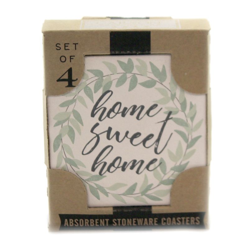 Tabletop 4.0" Home Sweet Home Coaster Set Absorbent St/4 Carson Home Accents  -  Coasters