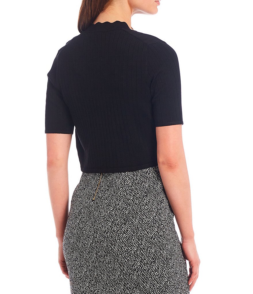 Alex Marie Rosa 3/4 Sleeve Button Front Round Neck Cardigan