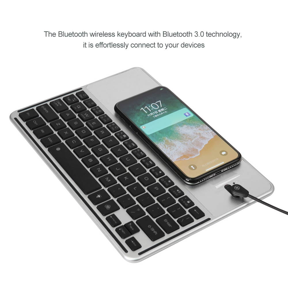 Bluetooth Wireless Keyboard 7 LED Backlights Bluetooth Keyboard with Wireless Charging Function for IOS Android Windows Laptops