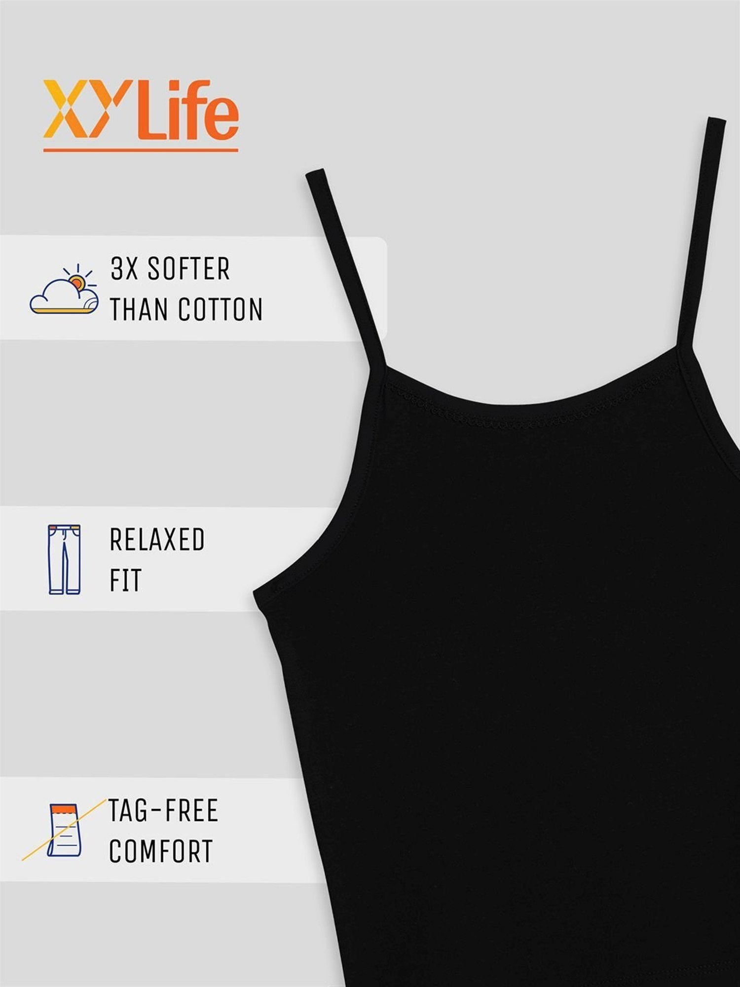 XY Life Kids Black Relaxed Fit Camisole