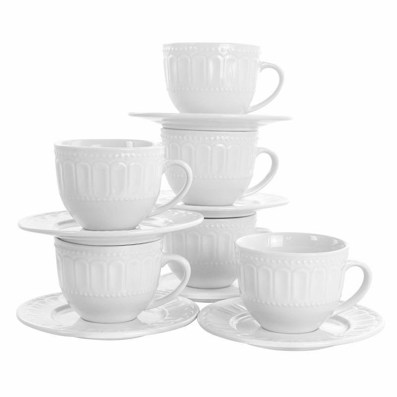 10oz 6pk Porcelain Charlotte Mug Set White - Elama