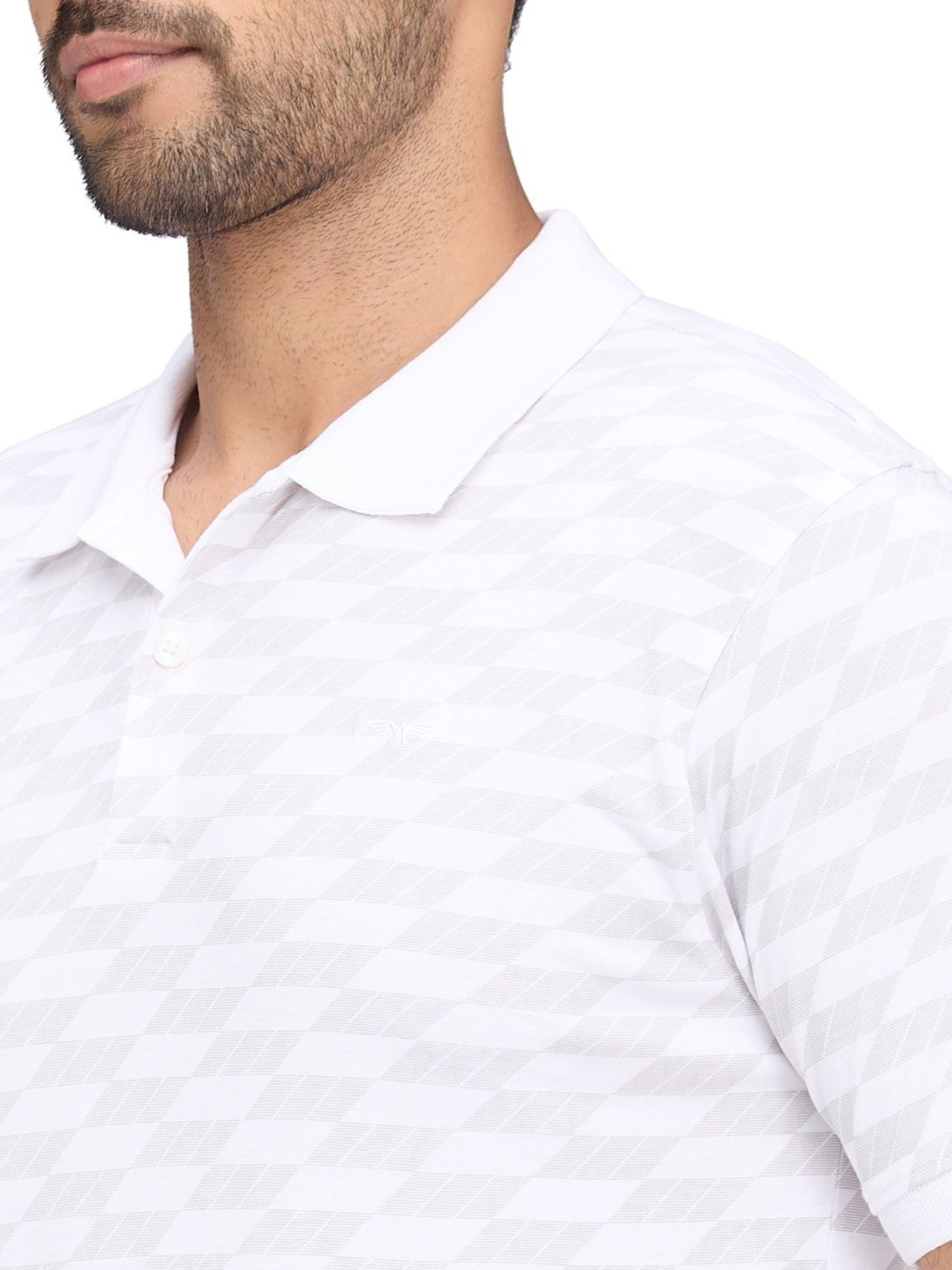 Park Avenue White Slim Fit Printed Polo T-Shirt