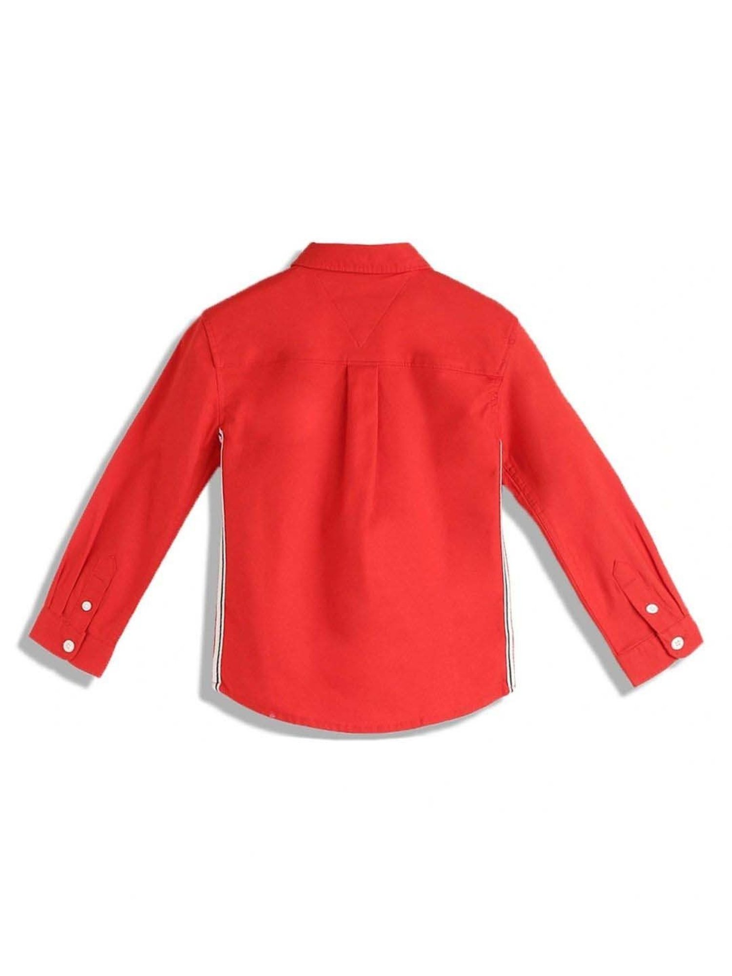 Tommy Hilfiger Boys Red Solid Regular Fit Shirt