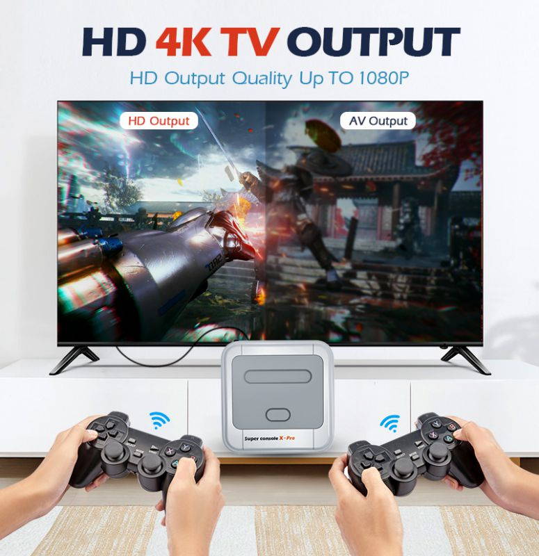 Super Game Console X Pro, Retro Video Game Console,4K HDMI TV Output Game Consoles Built-in 64G with 33000+ Video Games,Support for PS1/PSP/DC/N64