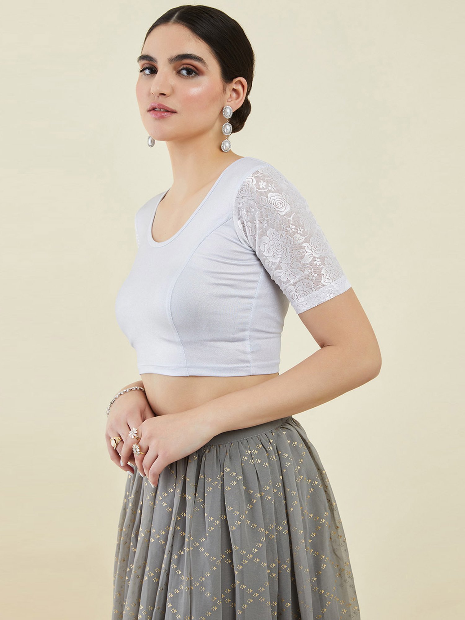Soch Silver Plain Readymade Blouse