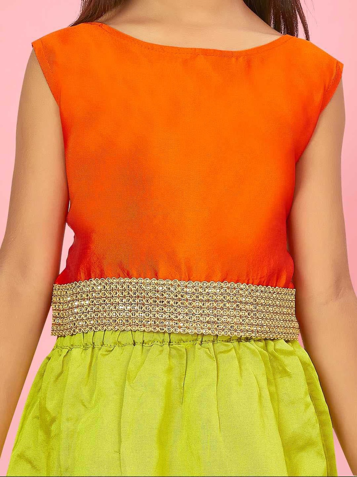 A Little Fable Kids Red & Beige Embellished Lehenga Choli