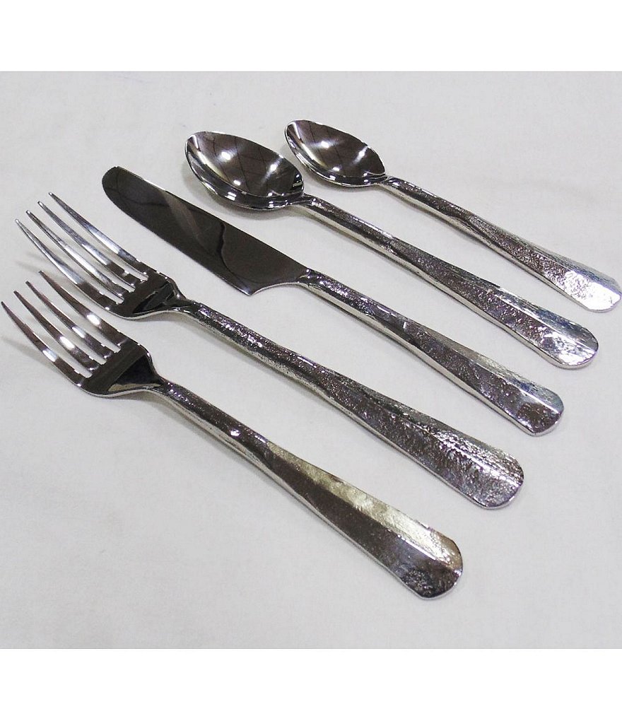 Southern Living Silver Textured 20-Piece Stainless Steel Flatware Set