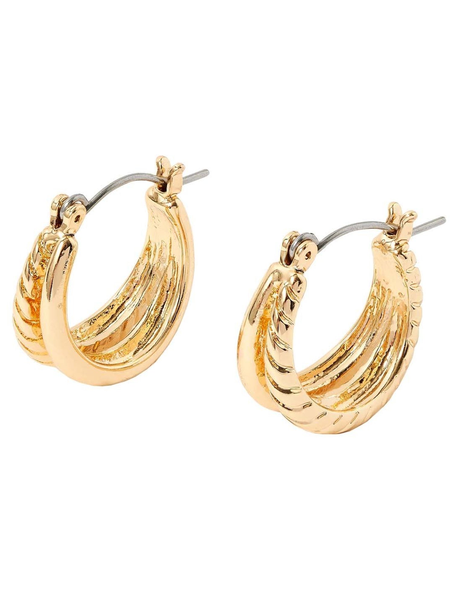 Accessorize London Split Twist Golden Hoop Earrings